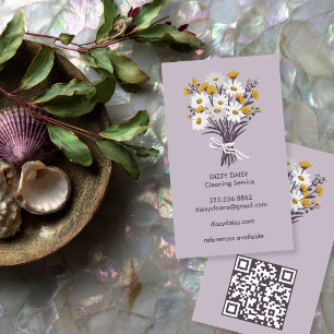 Carte De Visite Code QR du service de nettoyage mignon Bouquet de