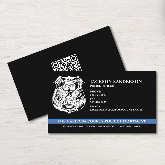Carte De Visite Code QR du service de police personnalisé (Custom Police Department Law Enforcement QR Code Business Card)