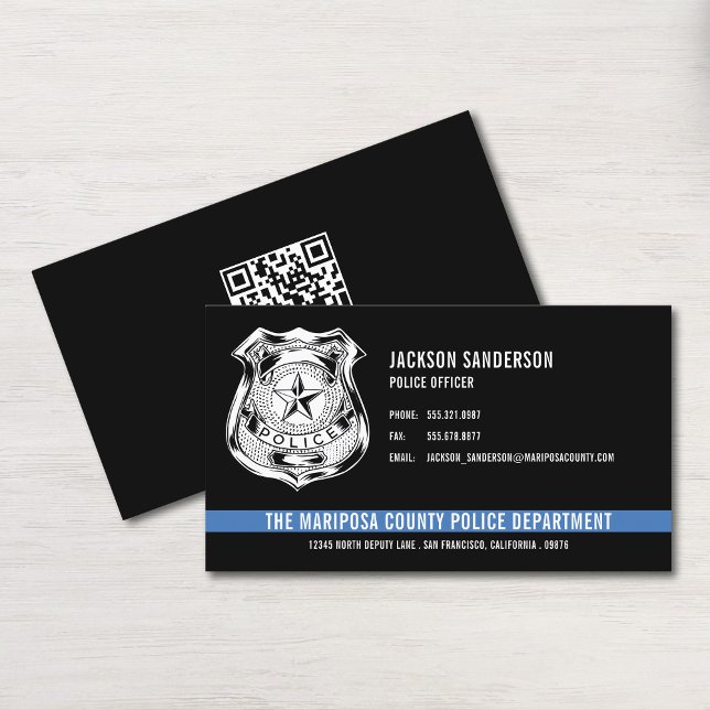 Carte De Visite Code QR du service de police personnalisé (Custom Police Department Law Enforcement QR Code Business Card)