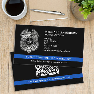 Carte De Visite Code QR du service de police personnalisé mince Li
