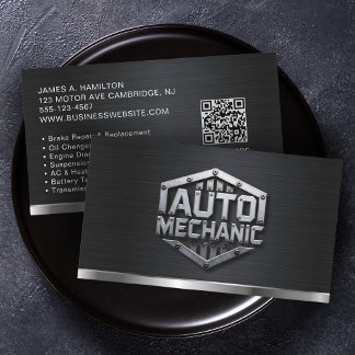 Carte De Visite Code QR du service de réparation automobile Mécani