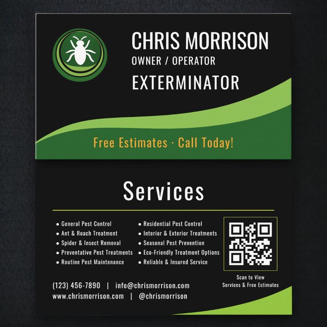 Carte De Visite Code QR du service d'extermination (Créateur téléchargé)