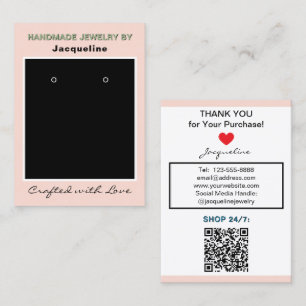 Carte De Visite Code QR du site Web de bijoux rose Blush