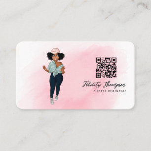 Carte De Visite Code QR d'une fille instructrice de fitness afro b