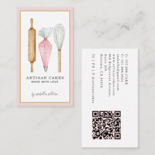 Carte De Visite Code QR d'ustensiles de chef pâtissier de boulange