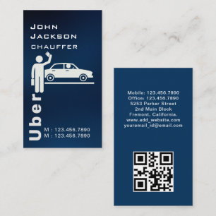 Carte De Visite Code QR élégant de taxi foncé / Chauffeur