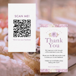 Carte De Visite Code QR élégant Fleurs Rose Poussiéreuse Laissez u