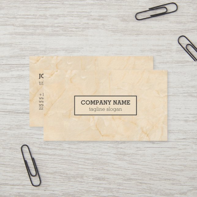 Carte De Visite Code QR en marbre beige (Devant/Arrière en situation)