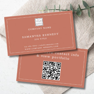 Carte De Visite Code QR en terracotta moderne personnalisé avec le