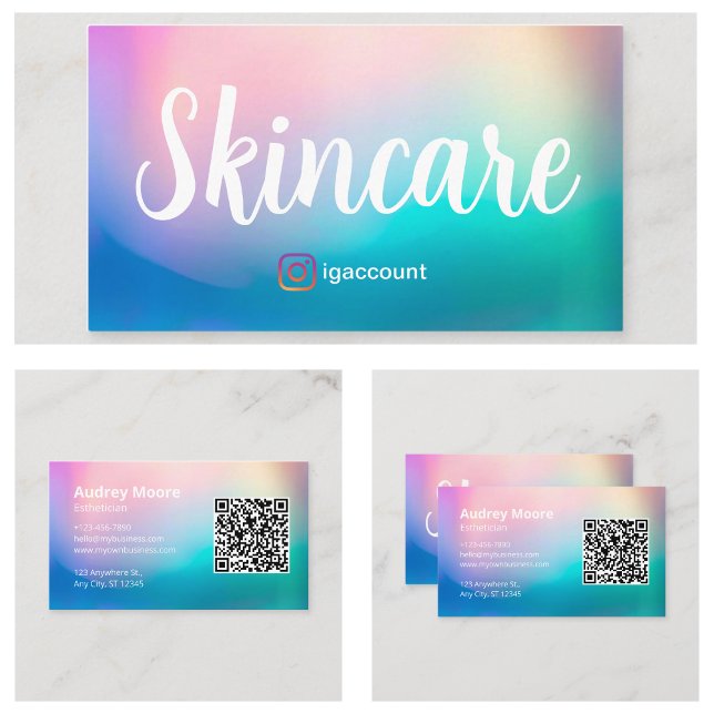 Carte De Visite Code QR Esthétique de soins de la peau (Skincare Esthetician QR Code Business Card
)