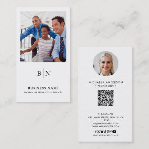Carte De Visite Code QR et médias sociaux minimalistes modernes à 
