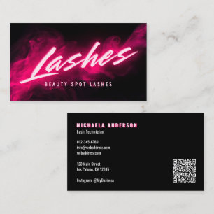 Carte De Visite Code QR et réseaux sociaux de Pink Neon & Smoke La