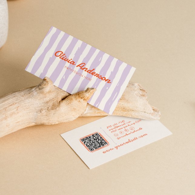 Carte De Visite Code QR extrait à main rouge rétro (Créateur téléchargé)