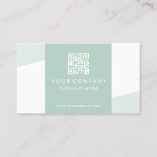 Carte De Visite Code QR géométrique simple vert sauge