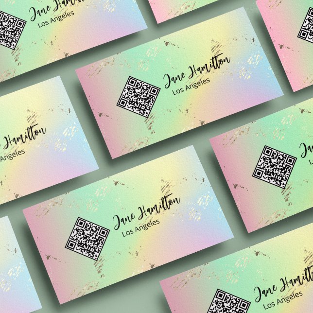 Carte De Visite Code QR Holographique Abstrait (Créateur téléchargé)