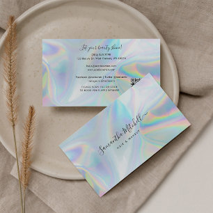 Carte De Visite Code QR holographique Artiste maquillage de beauté