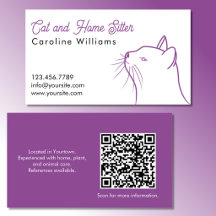 Code QR illustration minimaliste de chat violet bl