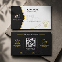 Code QR Immobilier Moderne Or Noir Luxe