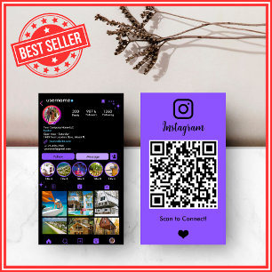 Carte De Visite Code QR Instagram de l'agent immobilier Bold Purpl