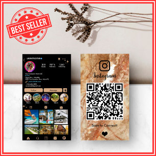 Carte De Visite Code QR Instagram en marbre LUXURY