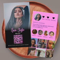 Code QR Instagram Tressé Cheveux Hot Rose Et Noir
