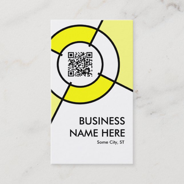 Carte De Visite code QR jaune et cible de logo (Devant)