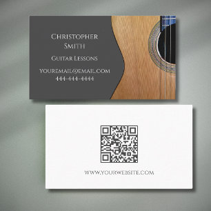 Carte De Visite Code QR Leçons de musique Guitare Musicien profess