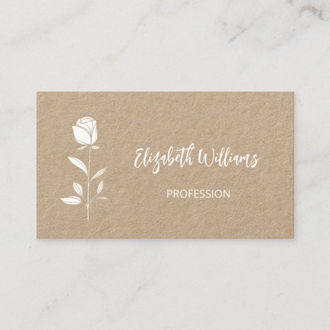 Carte De Visite Code QR Ligne blanche Art sur papier Kraft (Devant)