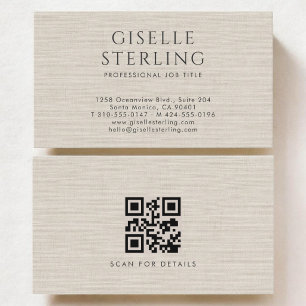 Carte De Visite Code QR Lin Naturel Luxueux