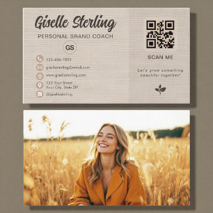 Carte De Visite Code QR Lin Photo Monogramme Réseaux Sociaux