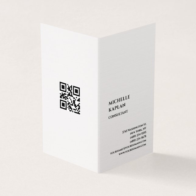 Carte De Visite Code QR Linge Moderne Professionnel Exclusif (Extérieur)