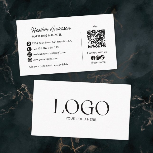 Carte De Visite Code QR Logo de Société Personnalisé Moderne Minim (Créateur téléchargé)