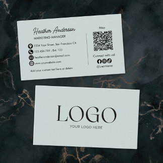 Carte De Visite Code QR Logo de Société Personnalisé Moderne Minim