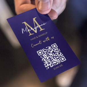 Carte De Visite Code QR Logo d'entreprise bleu foncé