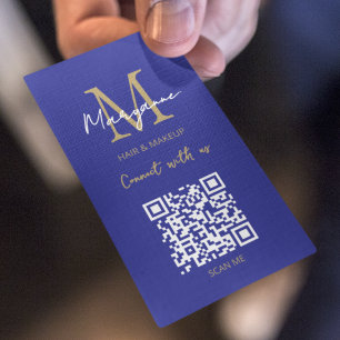 Carte De Visite Code QR Logo d'entreprise Bleu Or