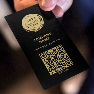 Carte De Visite Code QR Logo d'entreprise Noir Gras