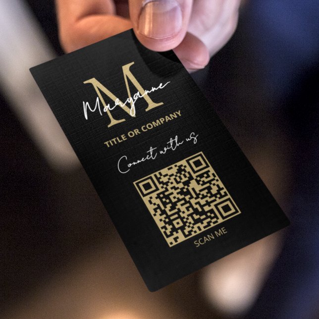 Carte De Visite Code QR Logo d'entreprise Noir moderne (Créateur téléchargé)