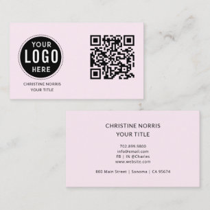 Carte De Visite Code QR Logo d'entreprise Rose Moderne