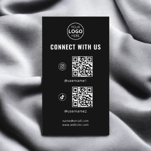 Carte De Visite Code QR Logo des médias sociaux Noir