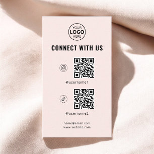 Carte De Visite Code QR Logo des médias sociaux rose pâle