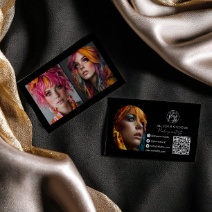 Carte De Visite code QR logo médias sociaux 3 photo maquillage noi
