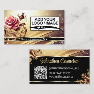 Carte De Visite Code QR Logo Modèle Deluxe Rose Gold Luxury Chic