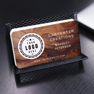 Carte De Visite Code QR Logo Moderne Menuiserie Bois Construction