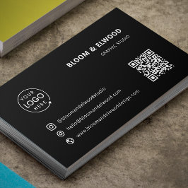 Carte De Visite Code QR Logo noir minimaliste moderne simple
