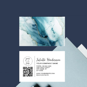 Carte De Visite Code QR Logo Personnalisé Photo Élégant Entreprise