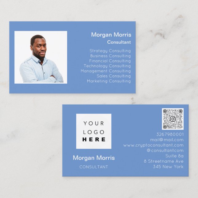 Carte De Visite Code QR Logo Photo Professionnel Nom de la société (Devant / Derrière)