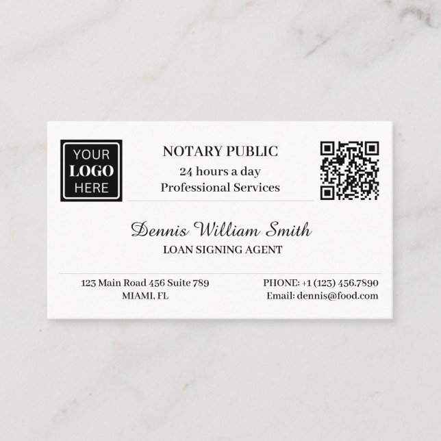 Carte De Visite Code QR Logo professionnel Notaire professionnel (Devant)