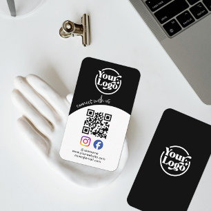 Carte De Visite Code QR Logo Réseau Social Noir Connectez-Vous À N