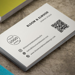 Carte De Visite Code QR Logo simple moderne minimaliste neutre