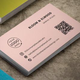 Carte De Visite Code QR Logo simple moderne minimaliste rose